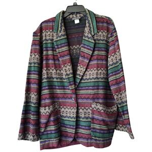 Vintage Southwestern Blazer Aztec Jacket USA 90s Women's M Oversized sports Coat